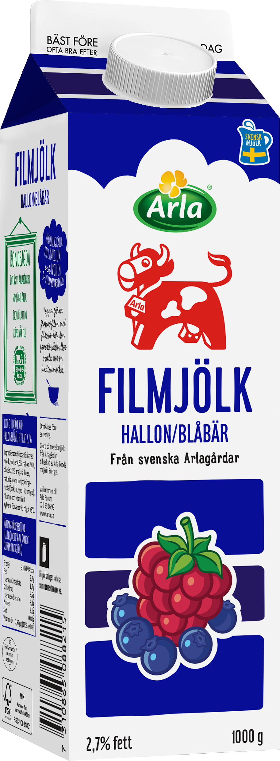 Filmjölk blåbär & hallon 2.7%