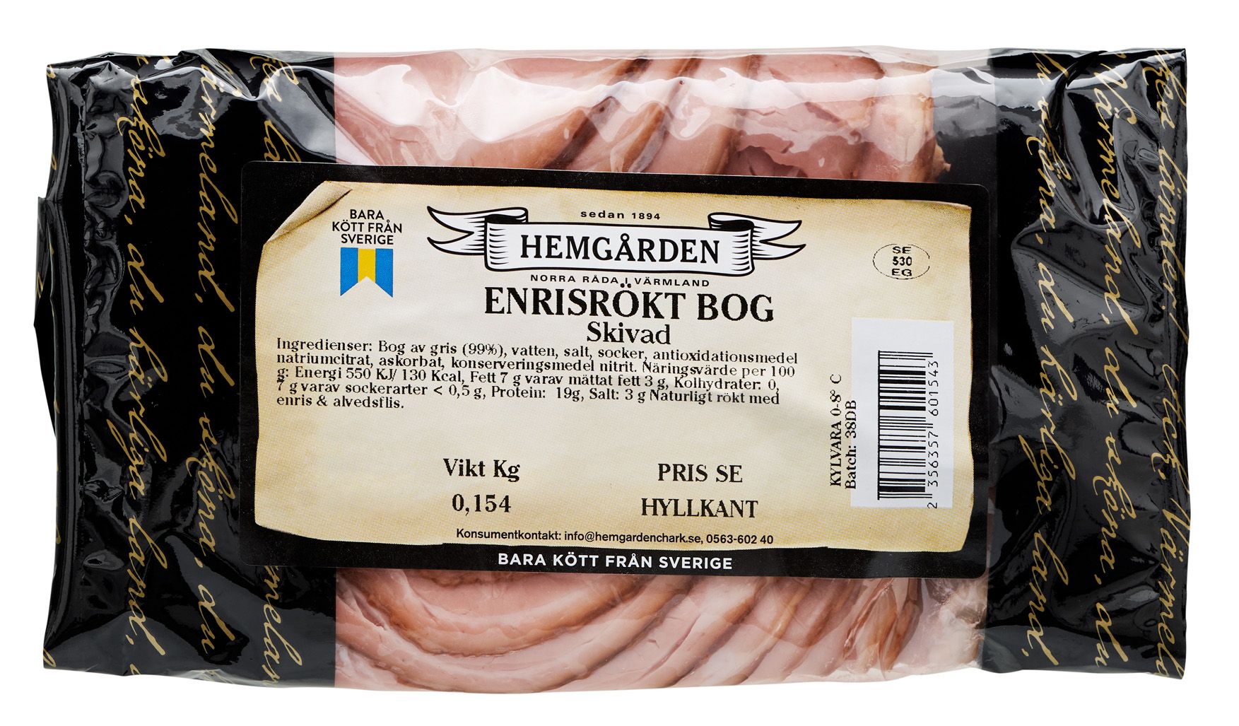 Enrisrökt bog skivad