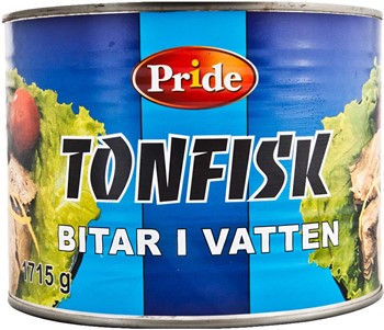 Tonfisk bitar i vatten