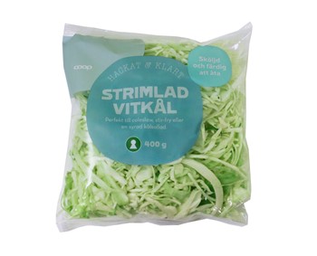 Vitkål strimlad