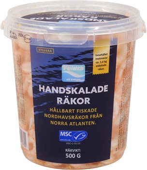 Handskalade räkor i lake, MSC