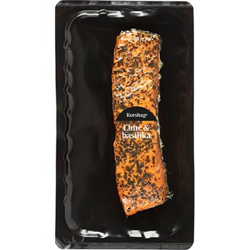 Varmrökt laxfilé, lime/basilika