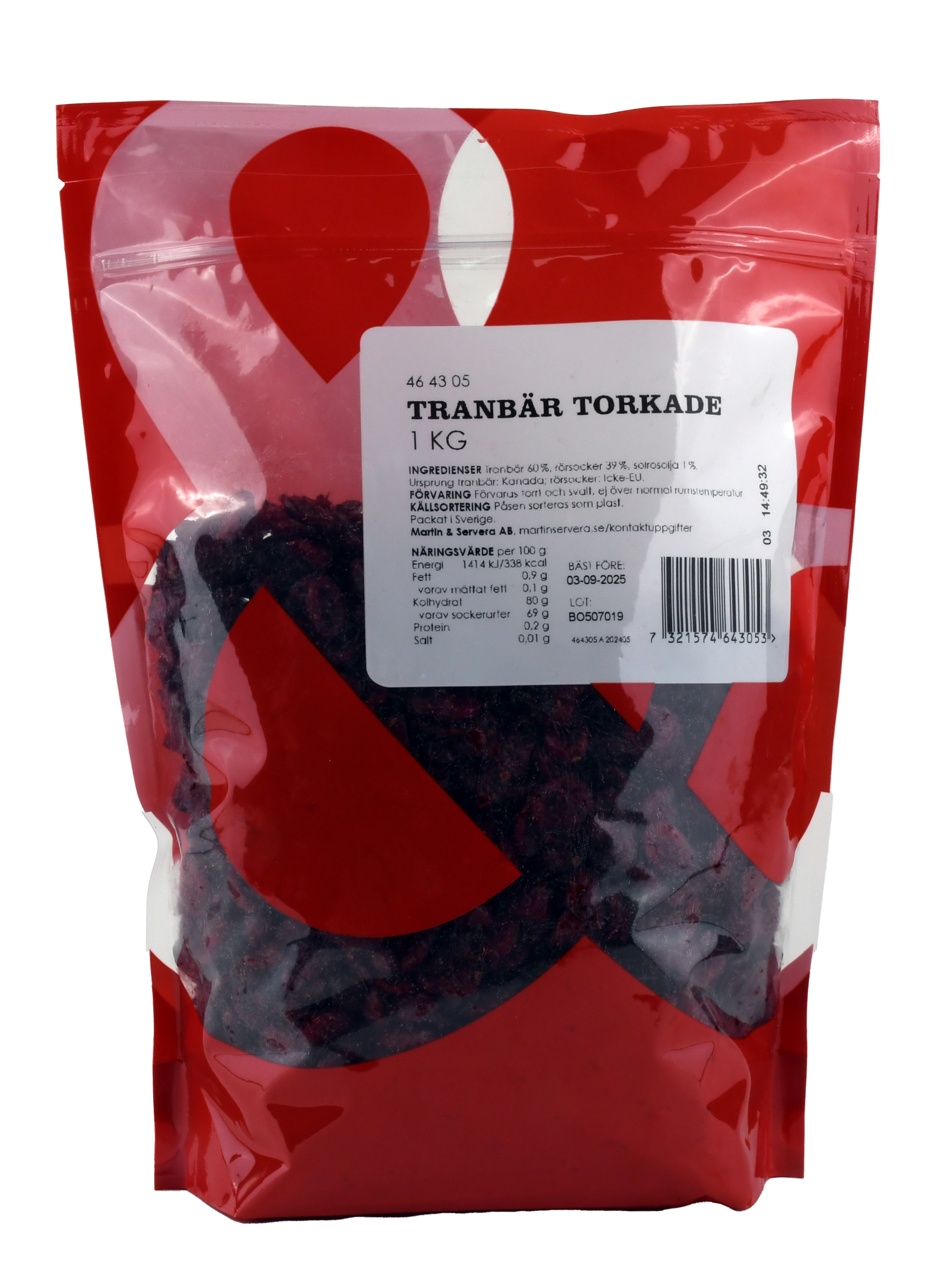 Tranbär torkade 1kg