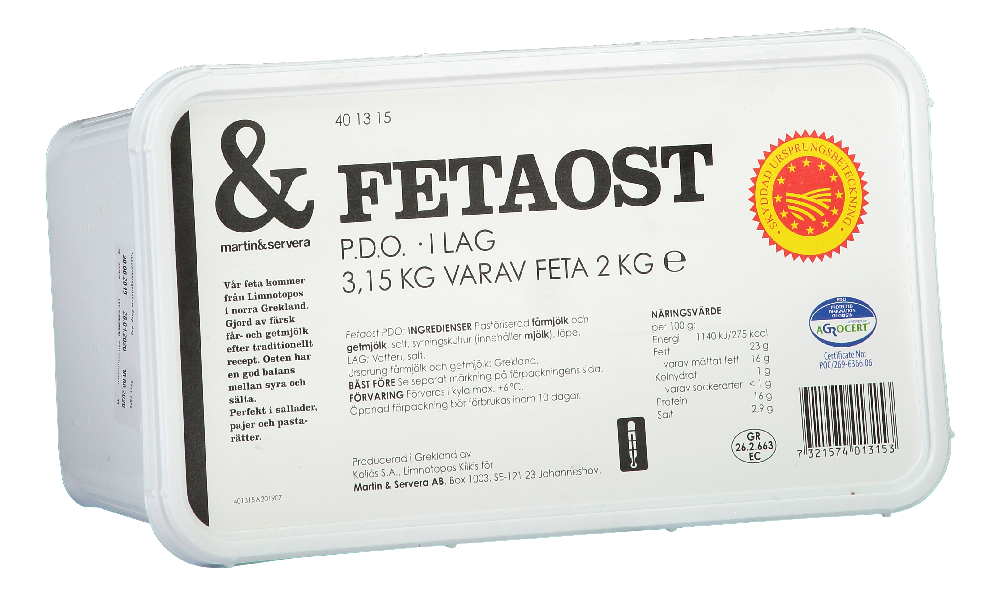 Fetaost hel grekisk