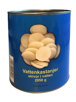 Vattenkastanjer skivor i vatten