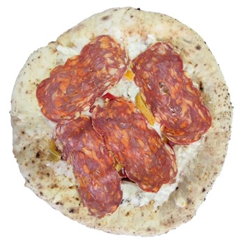 Pizza Salami Spianata och Burrata