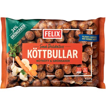 Deliköttbullar nötkött & grönsaker