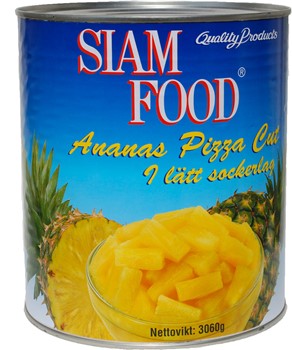 Ananas pizza cut