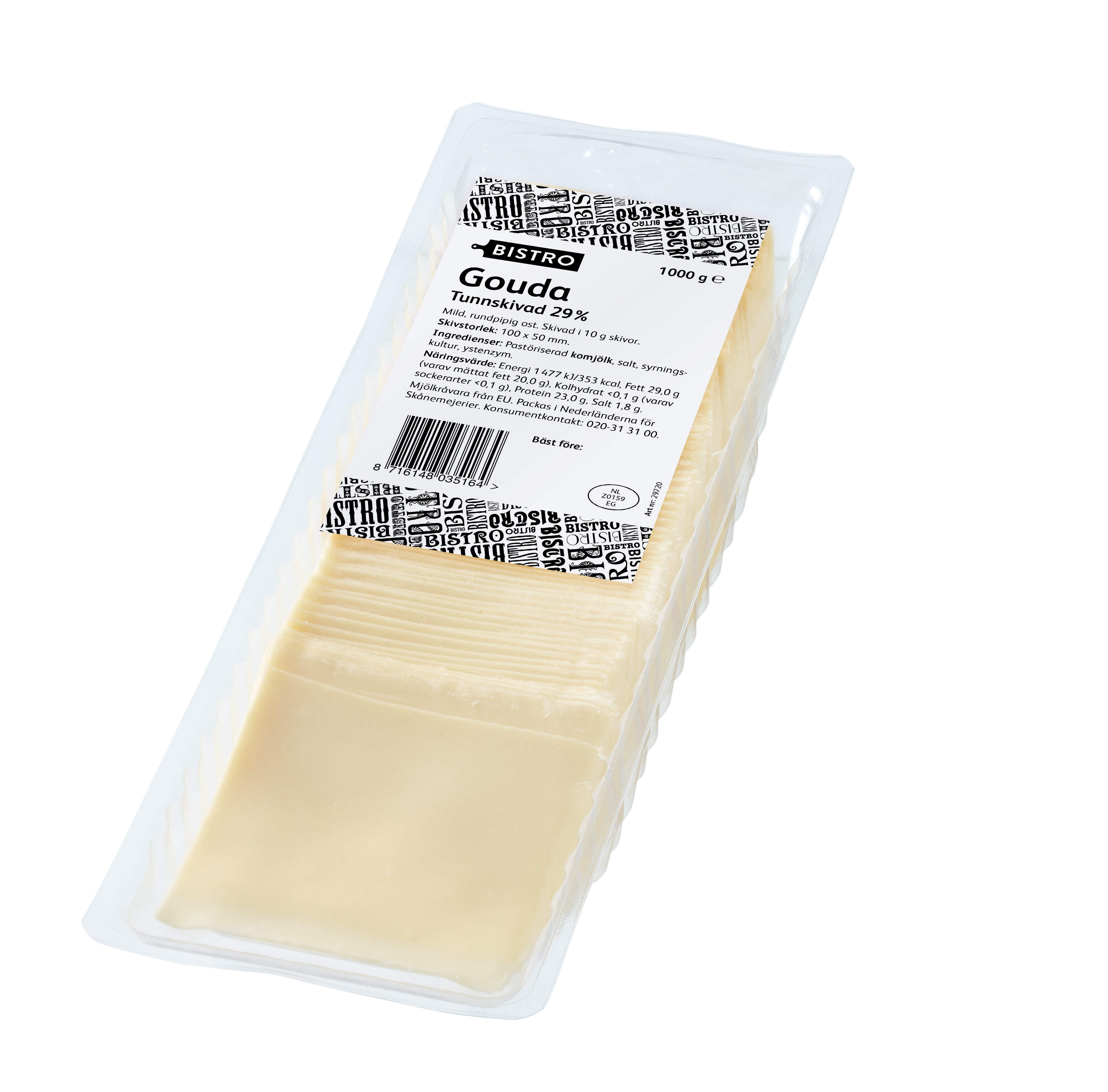 Gouda 29% skivad 1 kg 10g/skiva