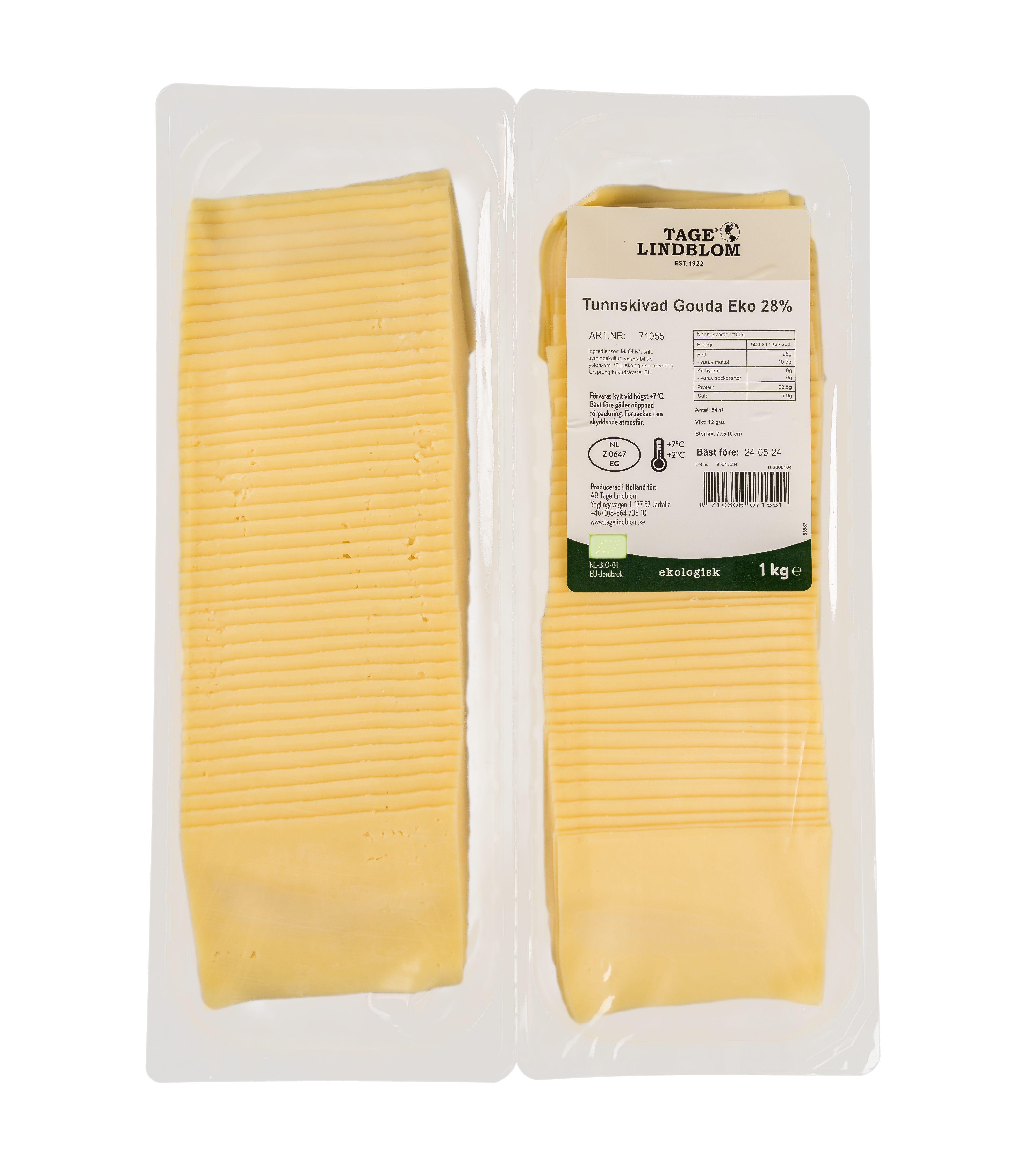 Tunnskivad Gouda Eko 28%, 84x12 g